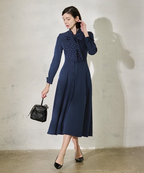 JENNE」 長袖ワンピース LARGE ネイビー レディース : ZOZOTOWN Yahoo