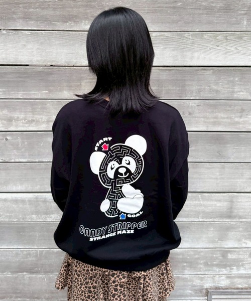 Candy Stripper パーカーフーディ　くま柄スウェットブラックFREE Candy Stripper パーカーフーディ くま柄スウェットブラックFREE Candy