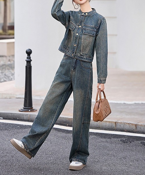 SNIDEL◇セットアップ/0/ポリエステル/PNK/無地/SWCO245027 SNIDEL