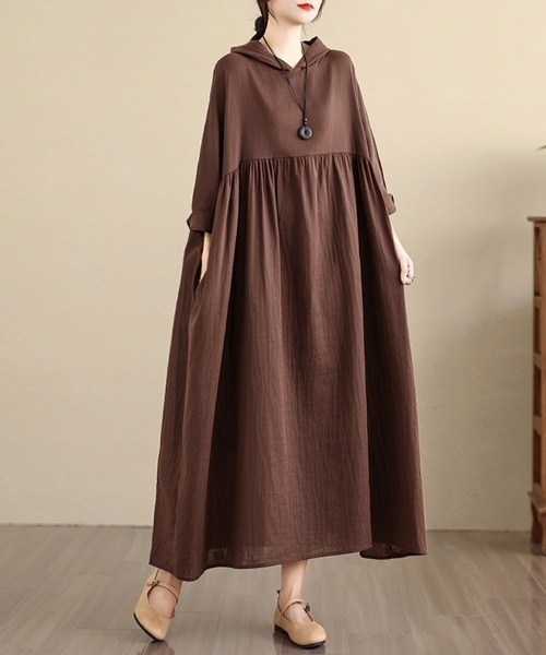 ハンドメイドウエストギャザーワンピースふっくら袖ワンピースチュニック丈130cm ハンドメイドウエストギャザーワンピースふっくら袖ワンピース