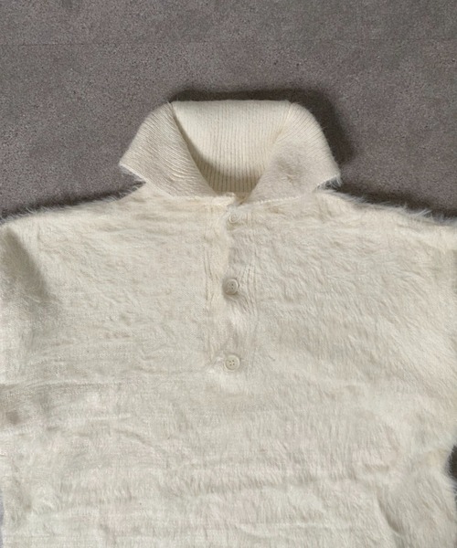 lilful セーター ニット ハーフボタンハイネックシャギーニット メンズ