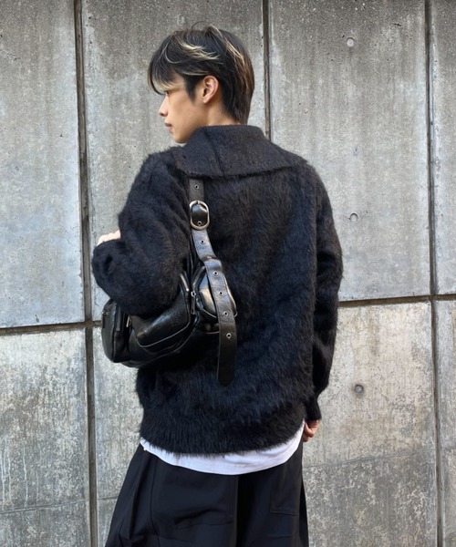 Jentlouis ハイネックフーディー M lilful セーター ニット ハーフボタンハイネックシャギーニット メンズ