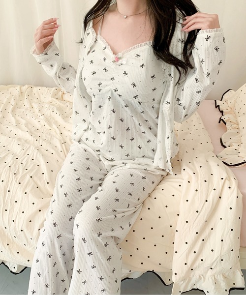 ルームウェア・パジャマ Lumi room ribbon wear 3set up pyornim（ピョルニム） パジャマ ルームウェア 「26年春夏新作」「3点