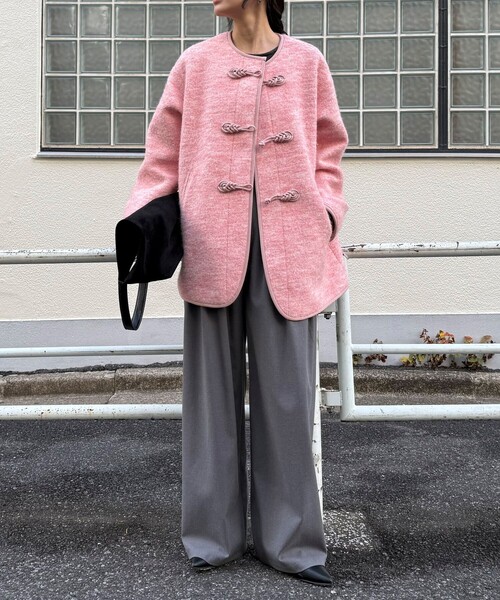 Fredy emue 圧縮ニットチャイナコート ノーカラージャケット 38 fredy emue（フレディエミュ） コート アウター 圧縮ニットチャイナ