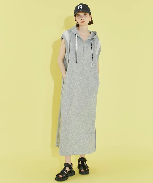 「A + TOKYO」 ノースリーブワンピース 2 ネイビー レディース_画像9