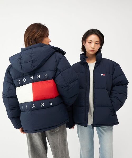 美品　 JEANS フーデッドパッファコート　M ブラック TOMMY JEANS（トミー・ジーンズ） ダウンジャケット ダウン