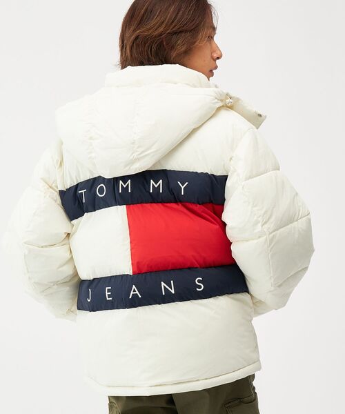 美品　 JEANS フーデッドパッファコート　M ブラック TOMMY JEANS（トミー・ジーンズ） ダウンジャケット ダウン
