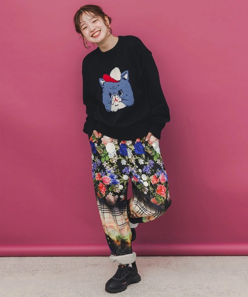 ScoLar（スカラー） パンツ 総柄あったか裏地パンツ レディース