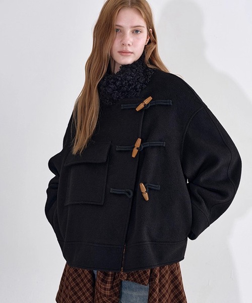 新品　ROPE　ダッフルコート風モヘア混ショートコート 新品 ROPE ダッフルコート風モヘア混ショートコート