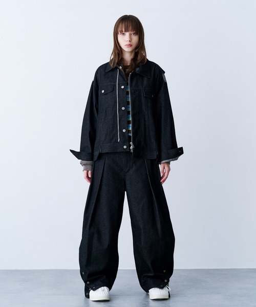 seesew デニムジャケット　オーバーサイズ　トップス　Ｌ　ブラック SeeSew デニムジャケット gジャン 「UNISEX」OVERSPEC DENIM JACKET