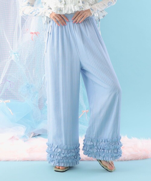 CAROLINA GLASER（カロリナ グレイサー） パンツ 裾 フリル パンツ