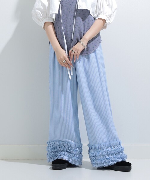 CAROLINA GLASER（カロリナ グレイサー） パンツ 裾 フリル パンツ