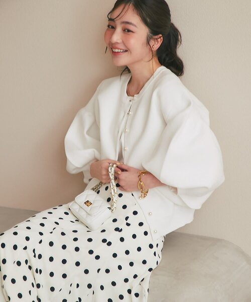 Laboutique BonBon お袖ぽわんパールニットカーディガン　ネイビー La boutique Bonbon（ラブティックボンボン） カーディガン 「名品」お