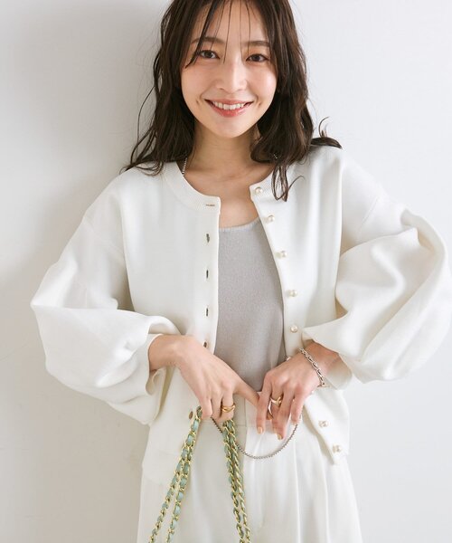 ラブティックボンボン パールぽわんとスリーブニットカーディガン 2way La boutique BonBon（ラブティックボンボン）の「【ZOZO限定カラーあり