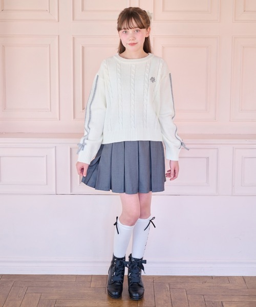 新品 mezzo piano 短丈パーカ＆半袖T ウエストロゴ プリーツスカパン mezzo piano Junior（メゾピアノ ジュニア） パンツ プリーツスカパン