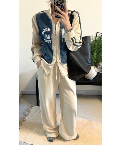 FAVORITO セットアップ 切り替えデニムジャケットワイドパンツ