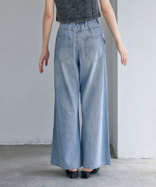 ワイドパンツ パンツ 「ライトオンス」ホックデニムパンツ キッズ 子供服 女の子の画像