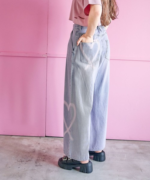 ワイドパンツ パンツ 「ライトオンス」ホックデニムパンツ キッズ 子供服 女の子の画像