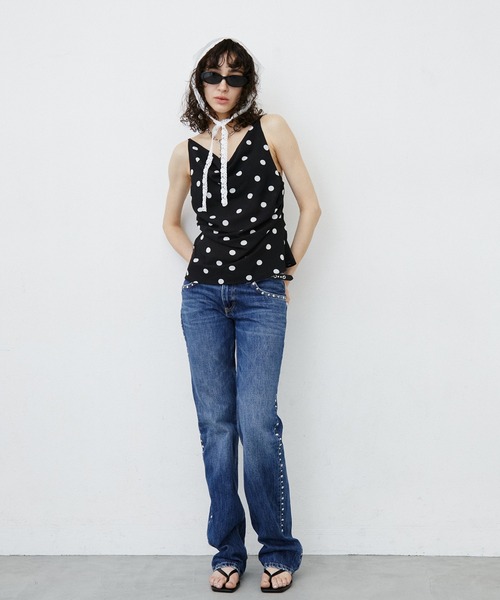 uyu. キャミソール Polka Dot Pattern Halter Neck Camisole/ポルカ