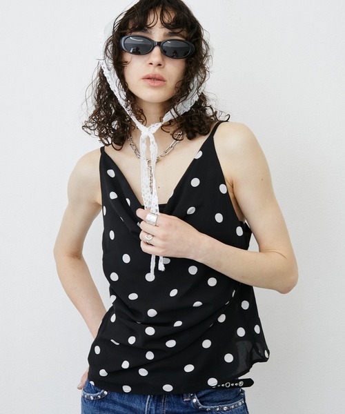 uyu. キャミソール Polka Dot Pattern Halter Neck Camisole/ポルカ