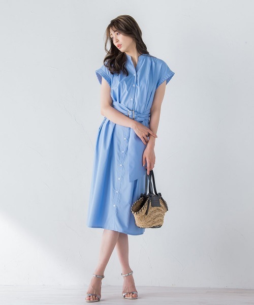 「QUEENS COURT」 半袖ワンピース M ブルー系その他 レディース_画像9