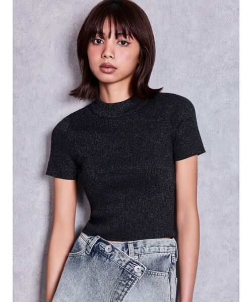GYDA（ジェイダ） tシャツ 半袖 ボトルネックリブニットトップス
