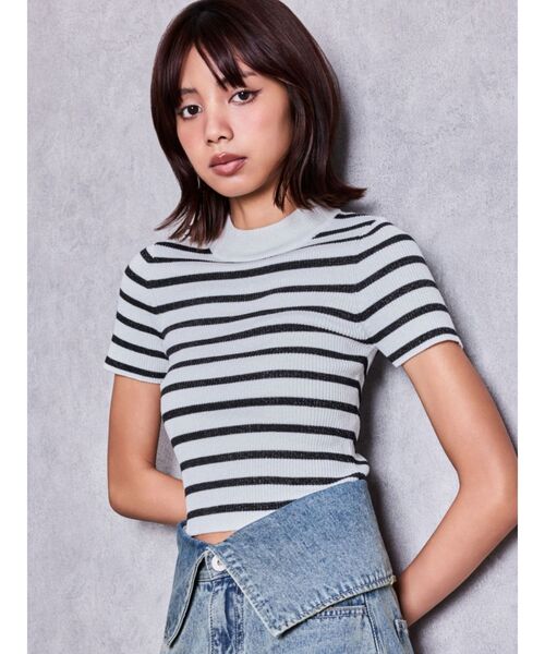 GYDA（ジェイダ） tシャツ 半袖 ボトルネックリブニットトップス