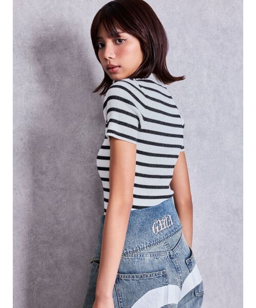 GYDA（ジェイダ） tシャツ 半袖 ボトルネックリブニットトップス