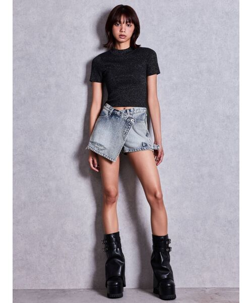 GYDA（ジェイダ） tシャツ 半袖 ボトルネックリブニットトップス