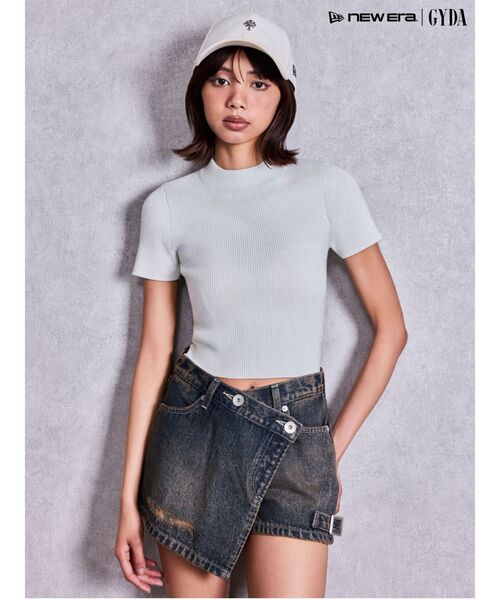 GYDA(ジェイダ) tシャツ 半袖 ボトルネックリブニットトップス GYDA(ジェイダ) tシャツ 半袖 ボトルネックリブニットトップス