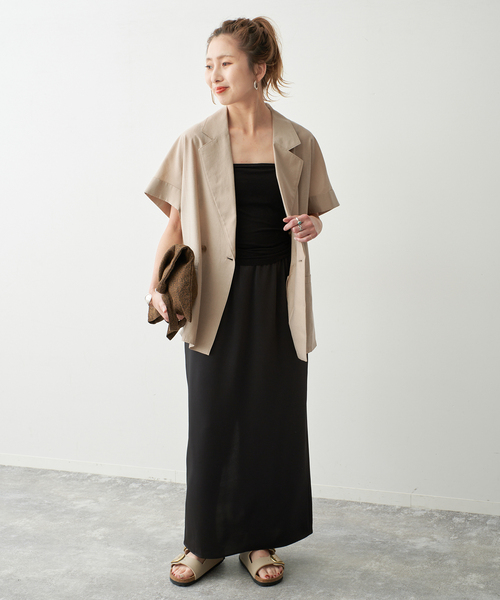 Spick and spanの半袖 テーラードジャケット ダークブラウン Spick＆Span（スピック アンド スパン） ジャケット テーラード