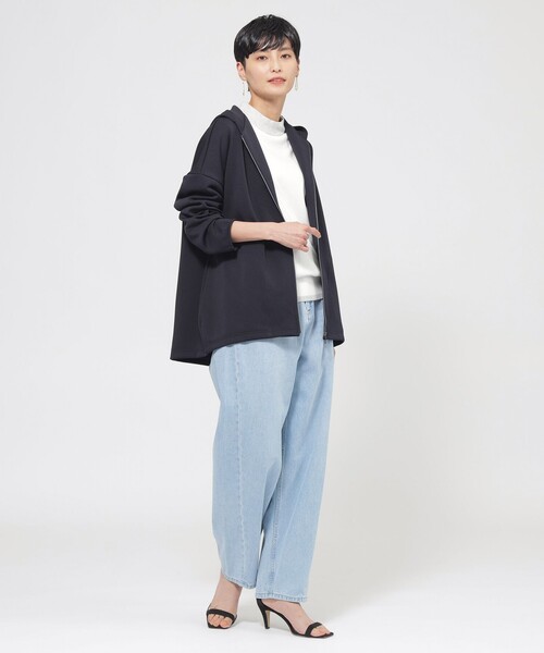 「EVEX by KRIZIA」 ジップアップパーカー 40 ダークネイビー レディース_画像3