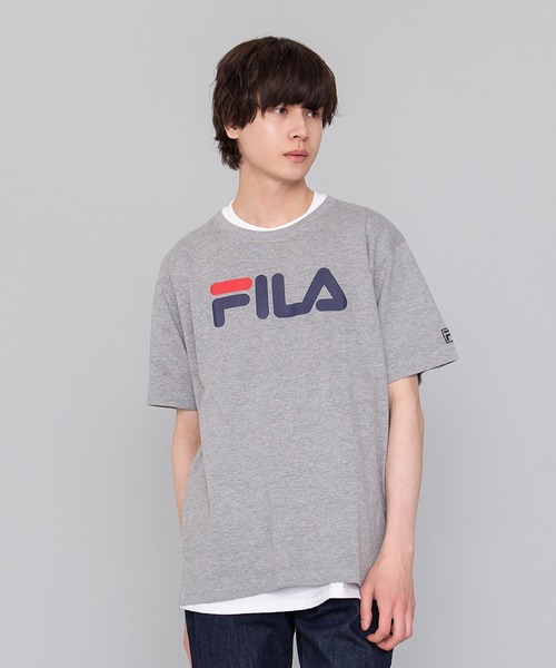 Tシャツ Tシャツ Fila フィラ 半袖tシャツ 注目ブランド デカロゴプリント半袖tシャツ ポケット付き ワンポイント刺繍