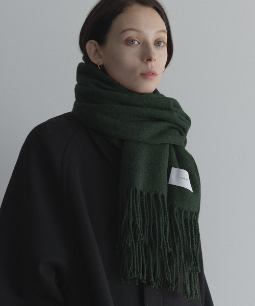 ＊専用＊　大幅お値下げ【未使用】Y's　スヌード　マフラー　（カーキ系）ピン付き 五泉之田中刺繍/刺繍のショートマフラー ストライプ -差し込み式だから