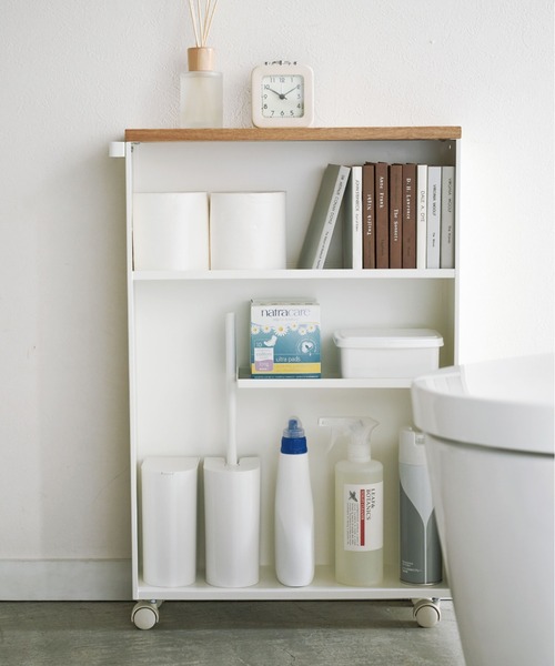 ハンドル付きスリムトイレラック タワー ホワイト(ホワイト): YAMAZAKI