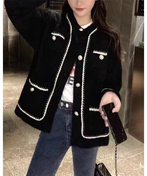 ジャケット ノーカラージャケット ノーカラーツィードジャケット