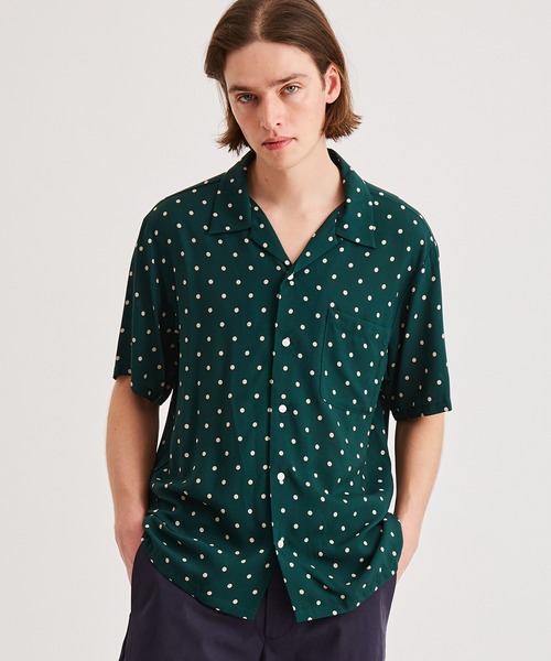 サタデーズニューヨークシティ 総柄シャツ Lサイズ Saturdays NYC シャツ Dot Open Collar S/S Shirt メンズ