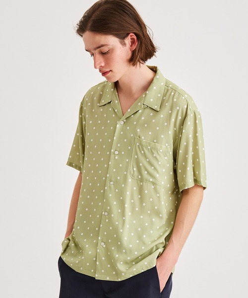 （美品）Saturdays NYC ウィンドプルオーバーシャツ　S Saturdays NYC シャツ Dot Open Collar S/S Shirt メンズ