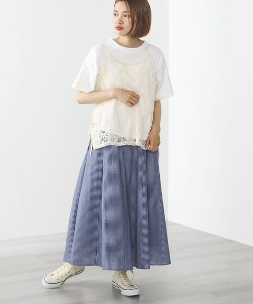tシャツ シアーレースビスチェセットアップ レディース BEAMS HEART tシャツ 「2点セット」シアーレースビスチェ × T