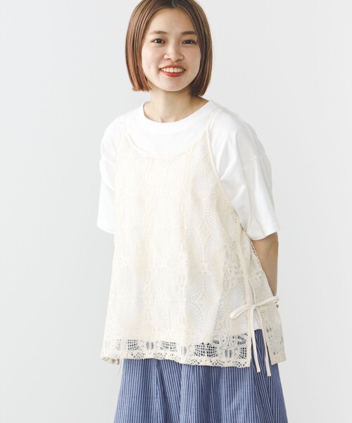 BEAMS HEART tシャツ 「2点セット」シアーレースビスチェ × T