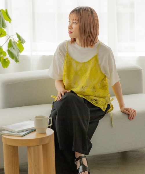 tシャツ シアーレースビスチェセットアップ レディース BEAMS HEART tシャツ 「2点セット」シアーレースビスチェ × T