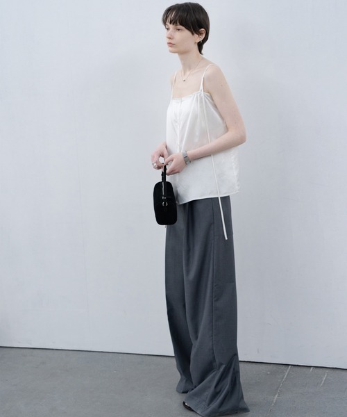 EKCOOKIES キャミソール 「 」フロントボタン光沢ビスチェ風