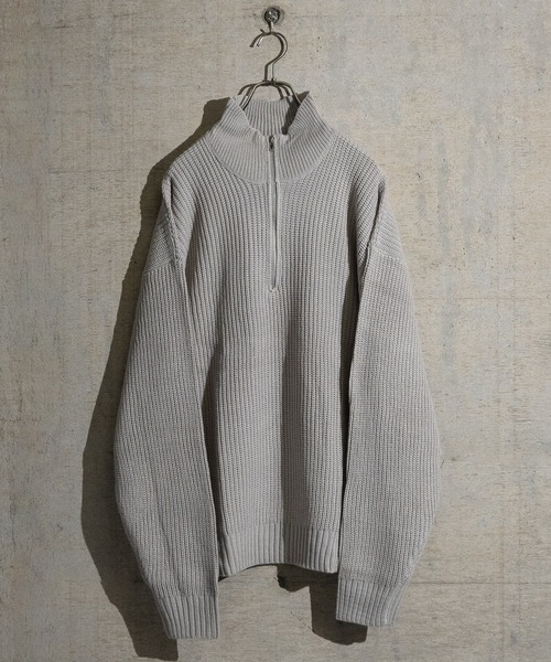 セーター ニット 「i」畦編み ハーフジッププルオーバーニット メンズ レディース | JOHN'S CLOSET | 02