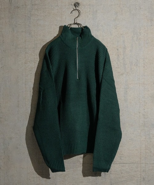 セーター ニット 「i」畦編み ハーフジッププルオーバーニット メンズ レディース | JOHN'S CLOSET
