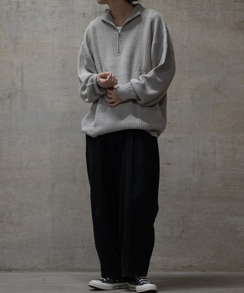 セーター ニット 「i」畦編み ハーフジッププルオーバーニット メンズ レディース | JOHN'S CLOSET | 16