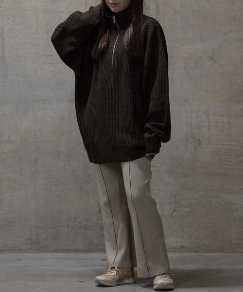セーター ニット 「i」畦編み ハーフジッププルオーバーニット メンズ レディース | JOHN'S CLOSET | 11