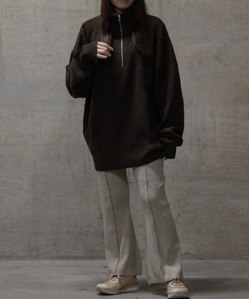 セーター ニット 「i」畦編み ハーフジッププルオーバーニット メンズ レディース | JOHN'S CLOSET | 12