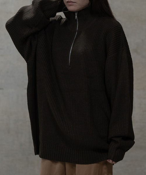 セーター ニット 「i」畦編み ハーフジッププルオーバーニット メンズ レディース | JOHN'S CLOSET | 08