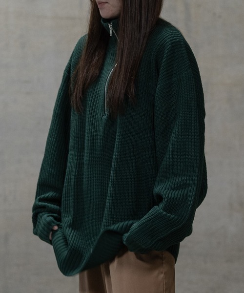 セーター ニット 「i」畦編み ハーフジッププルオーバーニット メンズ レディース | JOHN'S CLOSET | 18