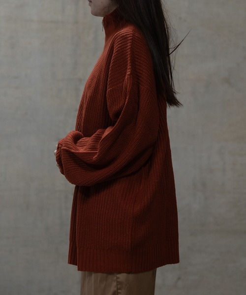 セーター ニット 「i」畦編み ハーフジッププルオーバーニット メンズ レディース | JOHN'S CLOSET | 22